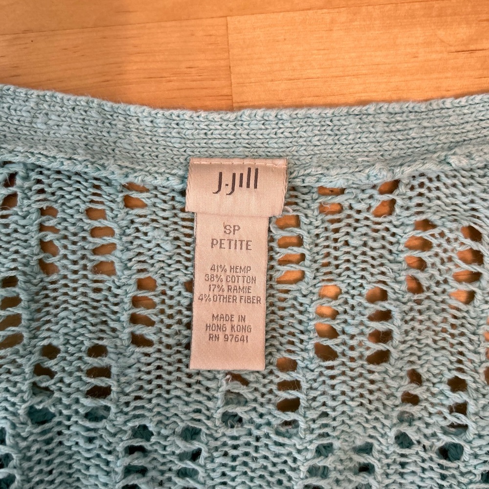 J.Jill sea-foam blue cotton blend Knit button front Cardigan Sweater SP - Picture 3 of 10